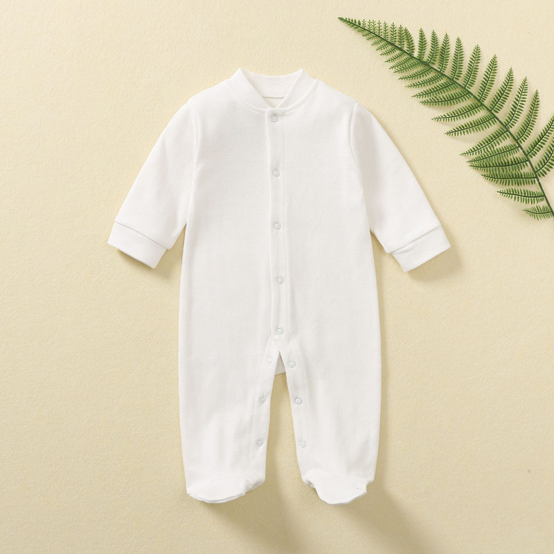 Conyson Hot Unisex New Born Solid Color Knit Organic Baby Clothes Jumpsuit Cotton Sweatshirt Long-Sleeved Bind Foot Baby Romper