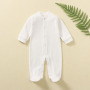 Conyson Hot Unisex New Born Solid Color Knit Organic Baby Clothes Jumpsuit Cotton Sweatshirt Long-Sleeved Bind Foot Baby Romper