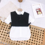 Conyson Fashion Little Girls Clothes Vest long Sleeve Button Turn-down Collar Shirt Dress 2 Pcs Casual Cute Girl Outfits Set