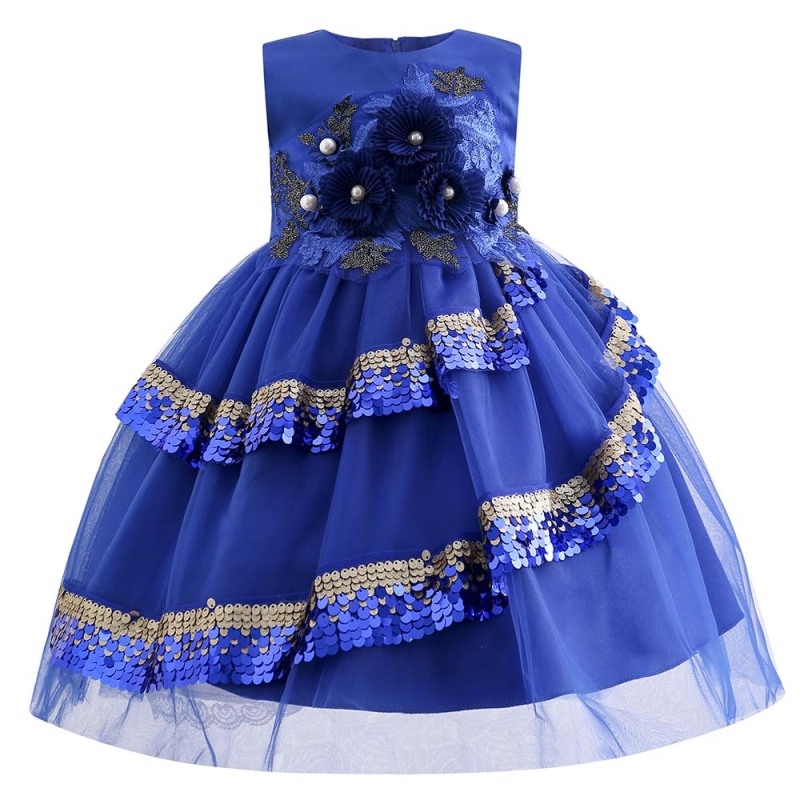 New Style Sequin Flower Girl Birthday Party Wedding Gown Children Girl Dresses Kids Dresses For Girls