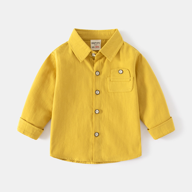 Conyson Bulk Spring Boys Pocket Custom Unisex Solid Color Plain Vintage 2-7 Years School Polo T-shirt long-sleeved Kids Shirt