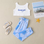 Conyson hot sale 2021 summer Trend Children's sleeveless tie-dye cotton Set Wholesale sweater Kids girls Clothing Sets