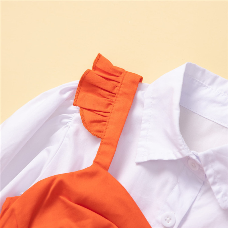 Conyson Wholesale New Trendy Market Blouse Long Sleeves Boutique Ruffle Korean Kids Wear 3 Pieces High Waist Summer Girls Sets