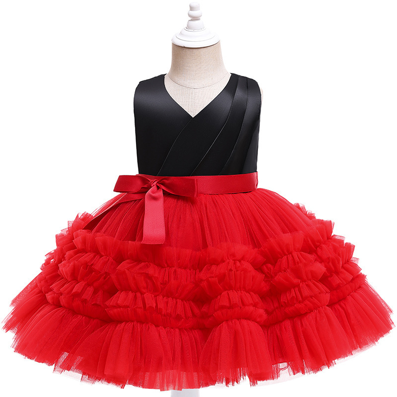 Conyson Wholesale Kids Clothes Summer Mesh Lace Sleeveless Flower Layered Princess Fashion Vintage Ceremony Clothing Tutu Dress