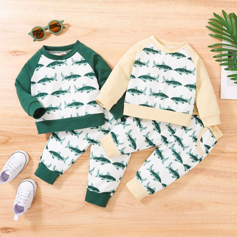 Conyson Wholesale Spring Kids Boys Clothes Suits Boutique Print Logo Sleepwear Clothes 2 Piece Casual Children Sets
