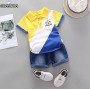 Conyson hot sale korea fashion toddler cotton patchwork apparel baby boys designer kids clothes summer outfit short clothing set