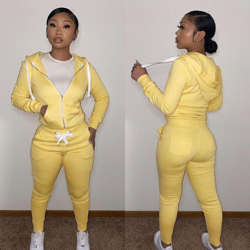 Thick Fleece 2 Piece Women Fall Winter Clothes Jogging Sweatpants Suit Cardigan Hoodie Women Sweatsuit Set Tracksuit Jogger Set