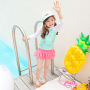 Conyson Wholesale Summer Beach Kids Clothes Two Piece Baby Girls Long Sleeve Flamingo Bikini Children Ruffle Beachwear Swimwear