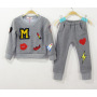 Conyson Wholesale Casual Children's Suit Round Collar Long Sleeve Hoodie 2Pcs Girl Clothing Set