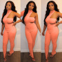 Conyson Wholesale Sets Summer Sexy Fashion Jumpsuit Solid Casual Custom Logo New Stripes Romper 3 Pieces Women Clothes Outfit
