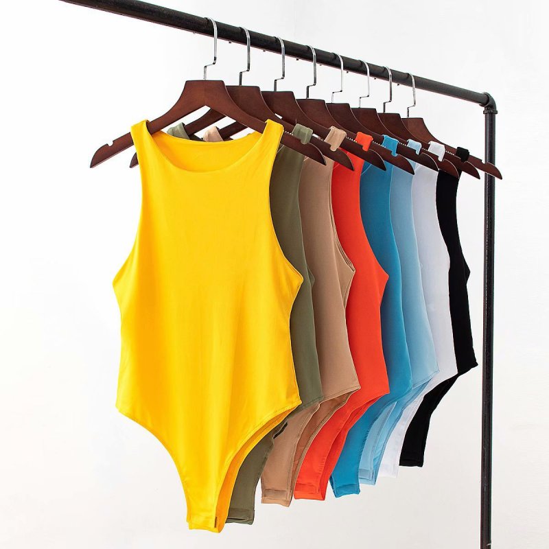 Custom Colorful Women Tights Bodysuit Slim Cut Skinny Strap Vest Sports Style Triangle Short Jumpsuit