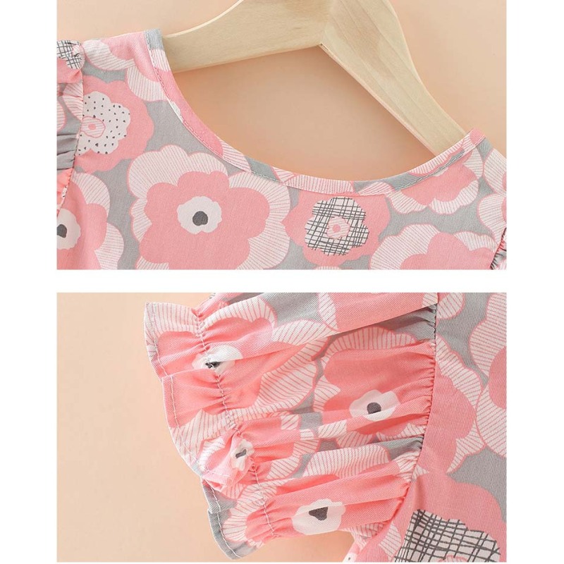 Printed Pleated Summer Princess Skirts Rural Floral Girl Baby Clothing Sweet Lovely Children Dresses