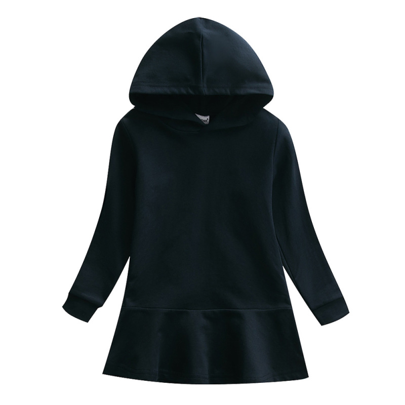 Conyson custom logo fashion hoodie Summer cotton baby Kids lotus leaf skirt clothes wear child long sleeve clothing girl Dresses