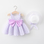 Conyson Wholesale Summer New Design Fashion Korean Sweet Kids Clothes Suit Princess Bowknot Dresses+Hat Baby Girls Clothing Set