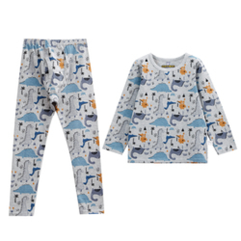 wholesale Autumn Boys kids pajamas Long Sleeve Knitted girls sleepwear set Cartoon baby pajamas kids