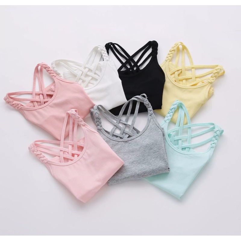 Conyson Summer T Shirt Girls Children Slip Tops Teenage Clothes Cotton Kids T-shirts Camisole Baby Undershirt Solid Braid Vest