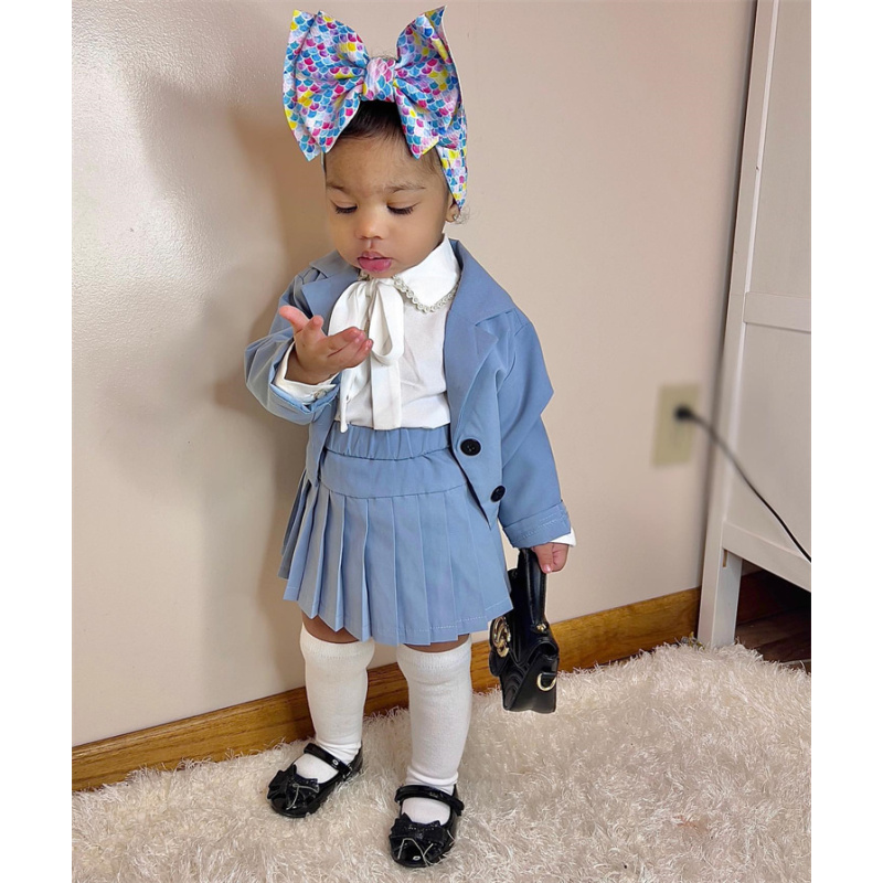 Conyson kids clothing wholesale children clothing 3pcs baby Little girl clothes sets Jacket+Vest And Skirt girls clothing sets