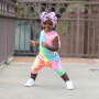 Conyson Summer Fashion Kids Girl Clothes Set Sleeveless Tie Dye Printed T-shirts+ Pants 2pcs Little Girls Tracksuits Outfits