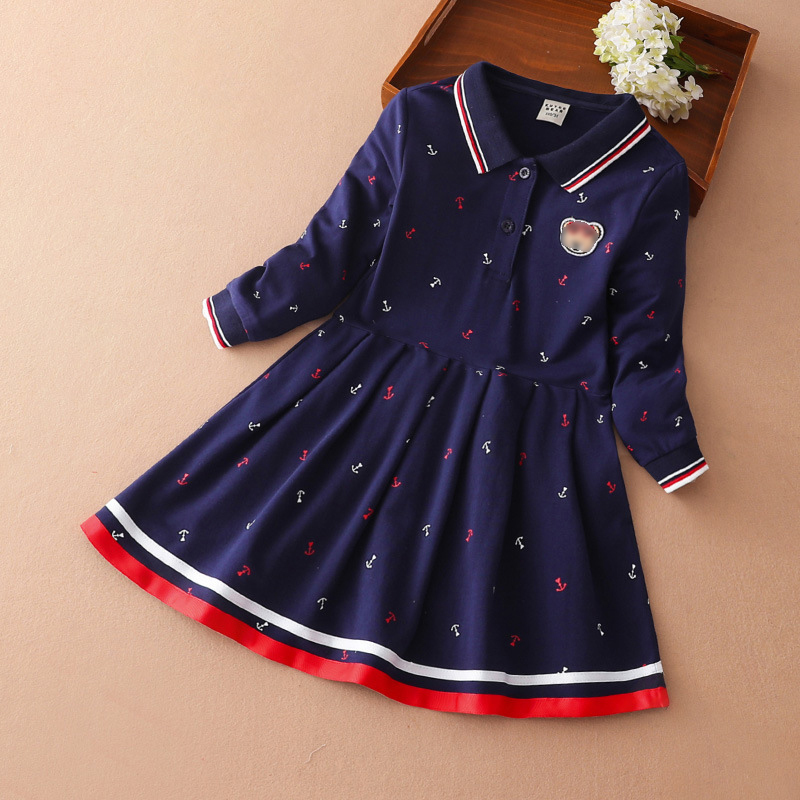 Spring Autumn Kids Clothes Baby Infant Girls Cotton Long Sleeve Dresses Full-Sleeved Dresses Polo Casual Dresses Wholesale