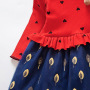 Conyson Baby Kids Children Fashion Long Sleeve Little Girl Heart Pattern Skirt Floral Printing Fluppy Princess Stitching Dress