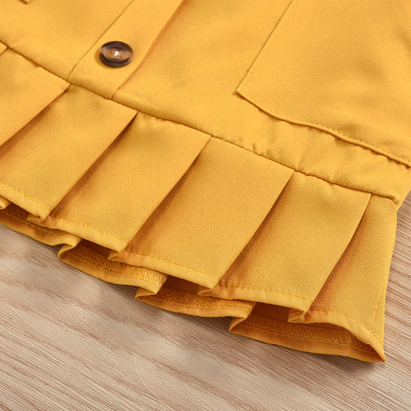 New Girl Suit Yellow Short Skirt Two Piece Baby Children Wholesale Kids Summer White Tank Romper Skirt Summer Sets Girls