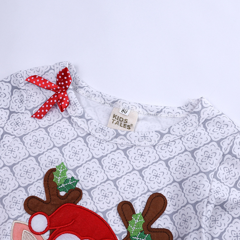 Cotton Pullover Elk Pattern Top Kids Christmas Long Sleeve Suit Clothes Sets Clothes