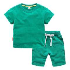 Conyson 2022 Summer Solid Color Cotton Shorts And T Shirt Kids Clothing Sets Custom Baby Boys Clothing Sets 4 To 12 Years Old
