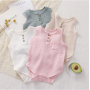 Conyson Summer Baby Boy Girl Rompers Muslin Cotton Sleeveless Newborn Infant Romper Jumpsuit Solid Color Baby Clothing