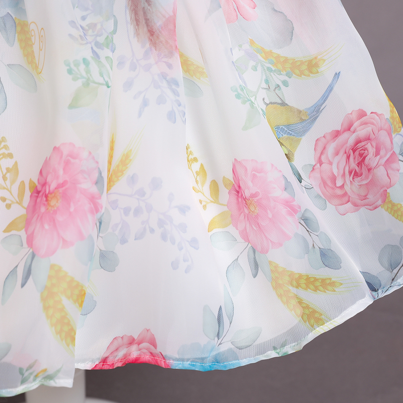 Conyson Elegant Girls Flower Puff Sleeve Dresses For Weddings Kids Formal Birthday Party Fairy Princess Cloth Children Tulle Set