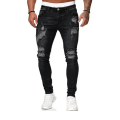 Fashion Hip Hop Streetwear Skinny Ripped Damage Trousers Scratch Distressed Denim Mens Designer Clothing Men's Jean Pant For Men