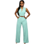 Summer Siamese Trousers Button Belt Sleeveless Pockets V neck Colourful Romper Suits Outfit 2022 Plus Size Women Casual Jumpsuit