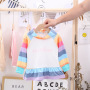 Conyson wholesale fashion boutique autumn sweaters baby Kids Clothing Girls Rainbow hoodie Rabbit Ear clothes long Sleeve Dress