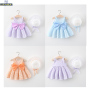 Conyson Wholesale Summer New Design Fashion Korean Sweet Kids Clothes Suit Princess Bowknot Dresses+Hat Baby Girls Clothing Set