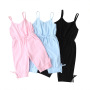 high quality 2021 summer sleeveless pure color one piece casual cute cotton baby girls knitwear clothes romper clothing