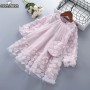 Conyson Hot Sale Spring Autumn Long Sleeve Cotton Kids Girls Wedding Mesh Flower Dress With Bag Baby Girl Party Dresses