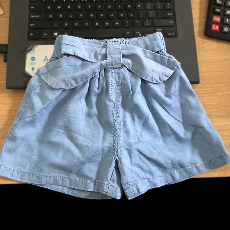 Girls High Waist Big Bow Shorts Kids Clothes Fashion Girl Jeans Children Summer Tie Knot Bow Casual Pants Elastic Children Jeans
