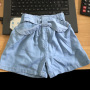 Girls High Waist Big Bow Shorts Kids Clothes Fashion Girl Jeans Children Summer Tie Knot Bow Casual Pants Elastic Children Jeans