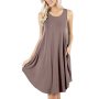 Conyson Factory Direct Price Sleeveless With Pockets 0-Neck Fashion Solid Splicing Casual Swing Plus Size Loose Woman Dress