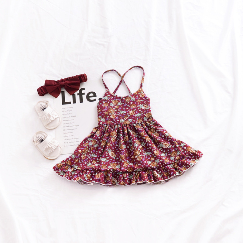 Conyson Summer New Design Kids Cotton Casual Sleeveless Suspender Clothing Children Flower 1-5 Years Baby Girls Dresses