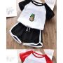 Hot sale summer Korean trend print cartoon patchwork sweet casual short sleeve o-neck t-shirt shorts baby girl suit clothes sets