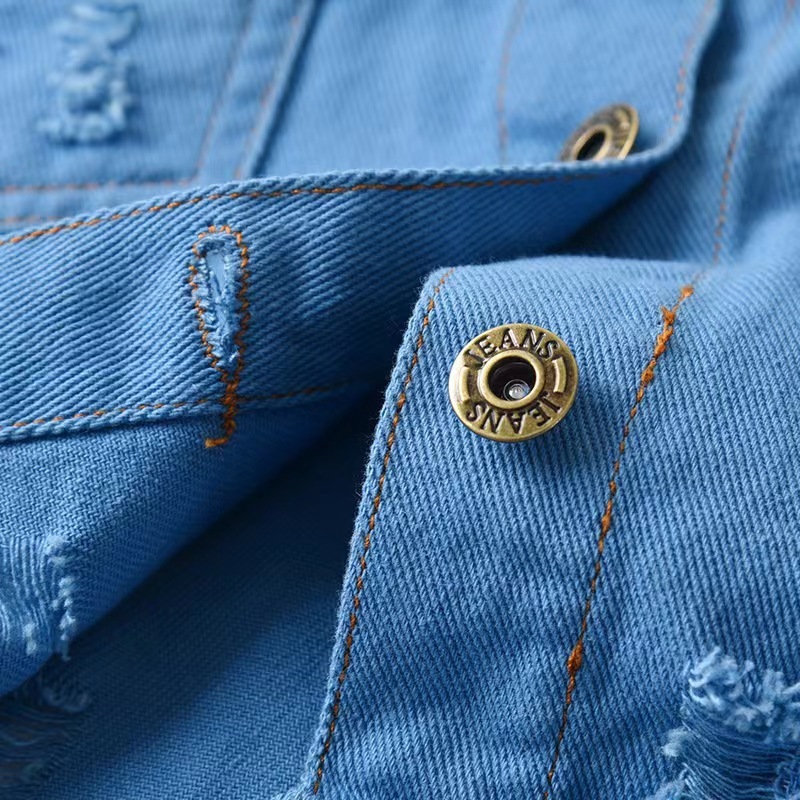 Conyson Spring Fashion Kids Girls Solid Hole Design Clothing High Quality Long Sleeve Children's Boys Clothes Jean Jacket