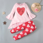 Conyson European Valentine's Day Spring Autumn Horn Long Sleeve Top+ Pant Heart Print 2Pcs Kid Clothes Baby Girls Clothing Set