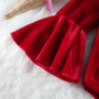 Conyson Christmas Baby Girls Boutique Clothes Cotton 2 Pieces Girls Wear Romper Leather Dress Long Sleeve Princess Dresses