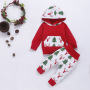 Conyson hot sale rts toddler baby Christmas fashion boy girls' infant kids clothes suit 100% cotton boutique romper clothing set