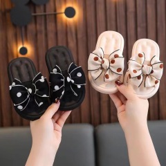 Conyson New Arrival Summer Non-Slip Bulk Slippers Beach Sandals Kids With Big Bow Knot Girl Outdoor Rubber Pvc  Girl Slipper