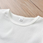 Conyson 2021 Summer 2Pcs Children Girls White Pullover Mesh Long Puff Sleeve Knit Tops+Denim Long Pants Outfit Kids Girls Suit