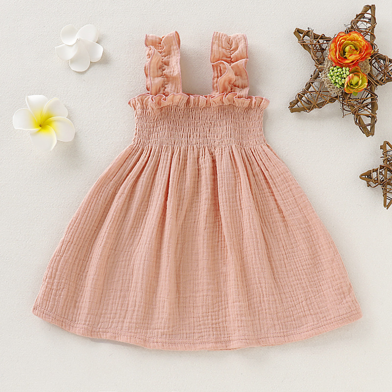 Conyson Girls Frock Kids Dress 2021 New Style Baby clothes Wholesale New Design pure color High Quality Baby Girls Dresses