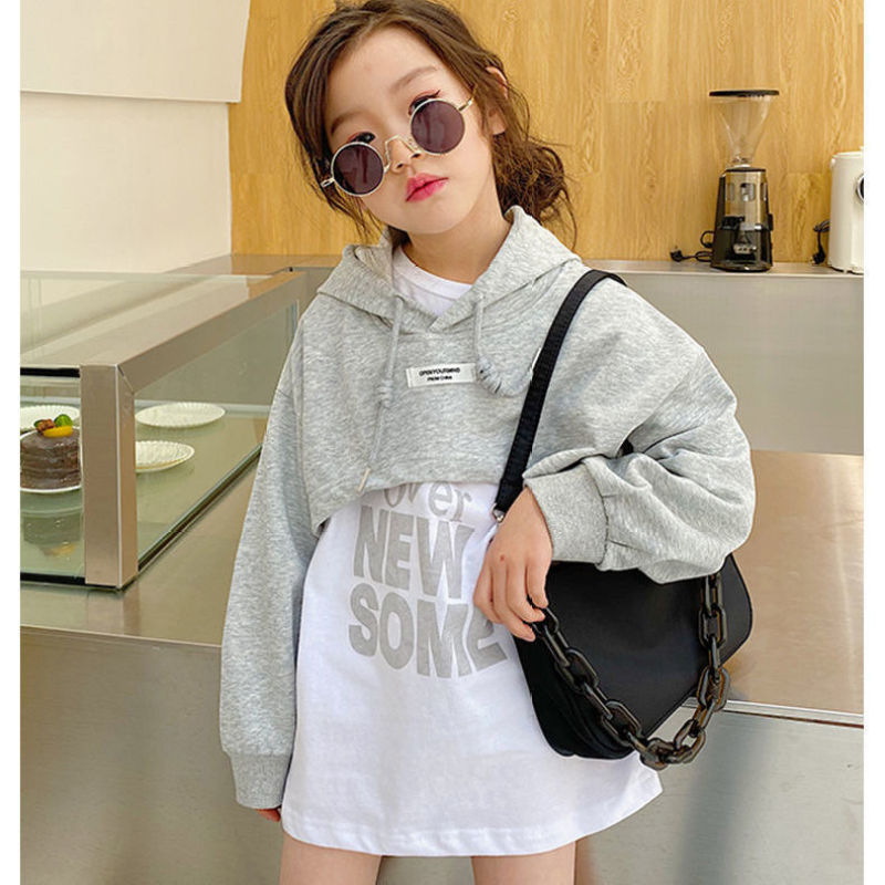 Conyson Wholesale Girls Spring Summer Kids Clothing New Baby Girls Long Sleeves 2Pcs Short Hoodies Dress Clothing Skirt Set Kids