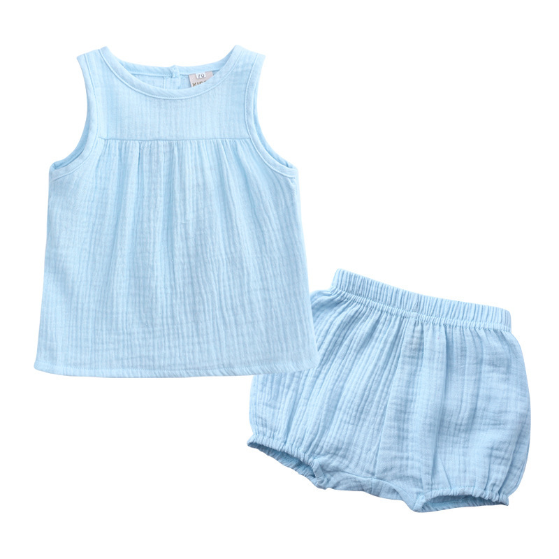 Conyson High Quality Outfit Summer Newborn Organic Solid Infant Brand Clothes Unisex Matching Suit 2 Pieces baby clothing Set