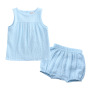 Conyson High Quality Outfit Summer Newborn Organic Solid Infant Brand Clothes Unisex Matching Suit 2 Pieces baby clothing Set